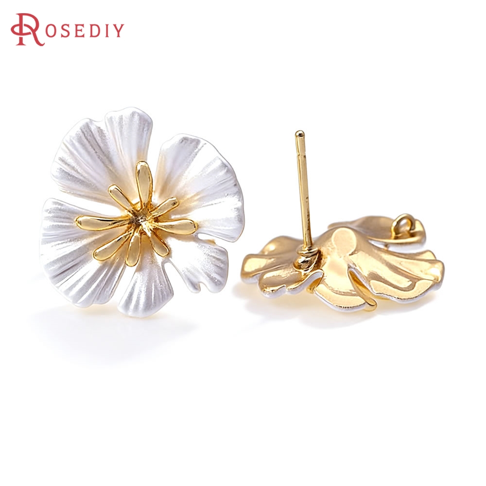 Jewelry Making Metals - 18K goudkleurige messing bloem oorknopjes oorbellen