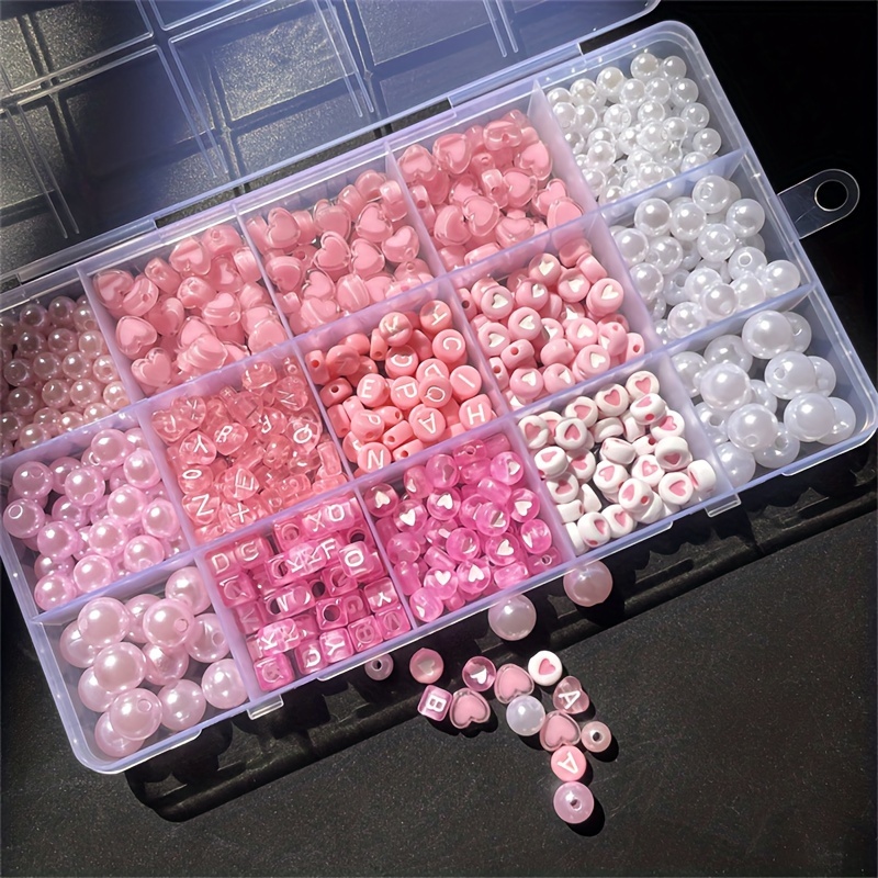 Jewelry Making Kit For Beginners - 10-delige roze alfabetdoos, acryl kralen, handgemaakte