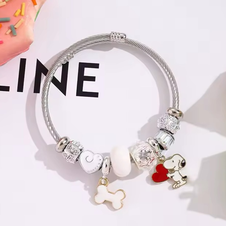 Jewelry Making Metals - Leuke Cartoon Snoopy Bone Heart kralenarmband
