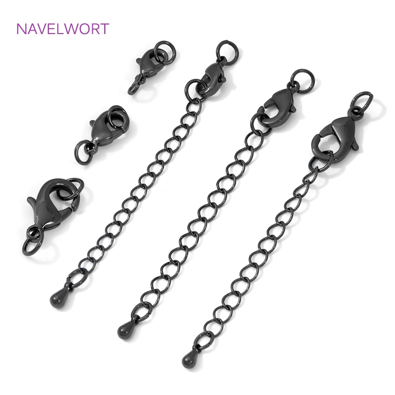 Jewelry Making Hobby - Zwarte kleur messing karabijnsluiting en verlengketting,